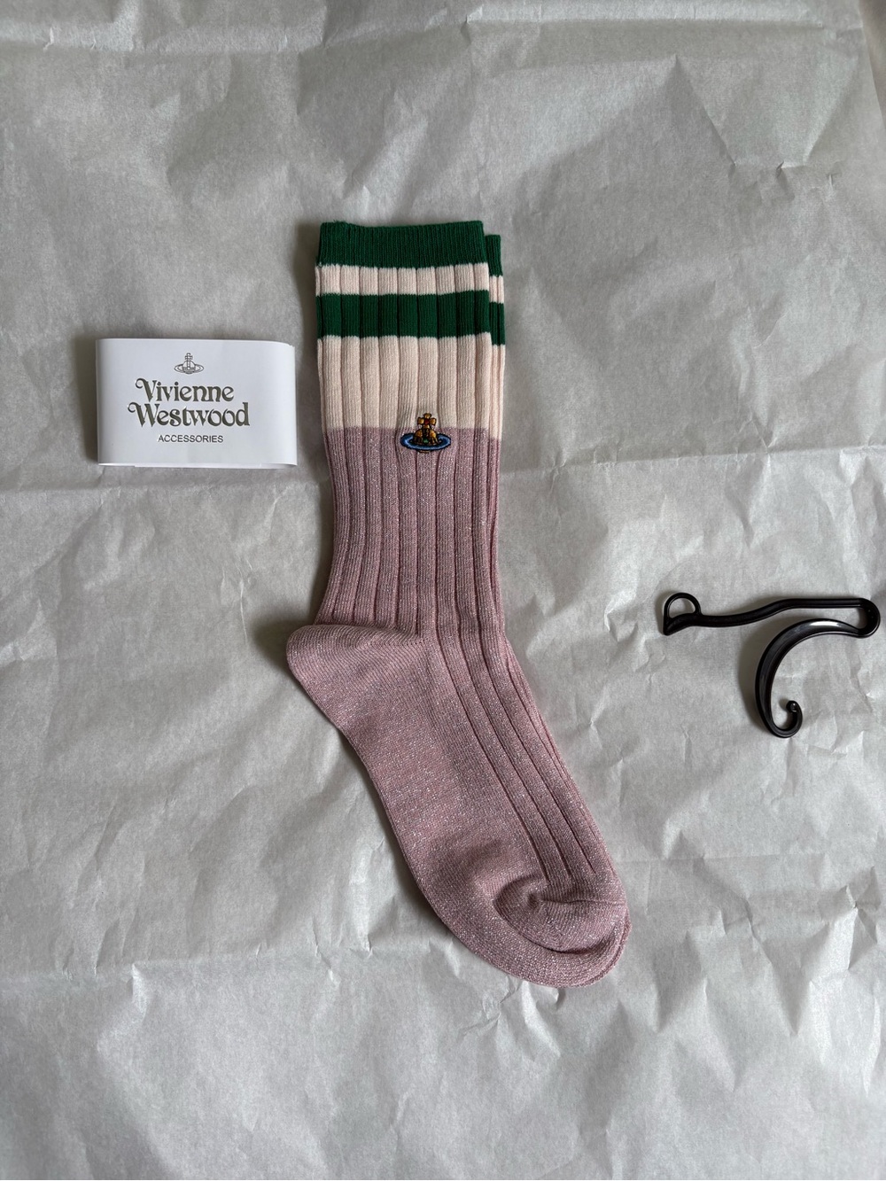 Vivienne Westwood Pink & Green Ribbed Logo Socks